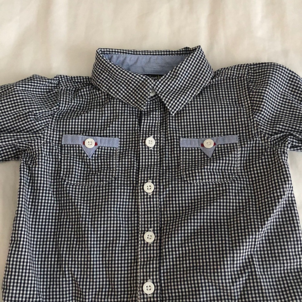6-9m Gingham dress shirt (boys)